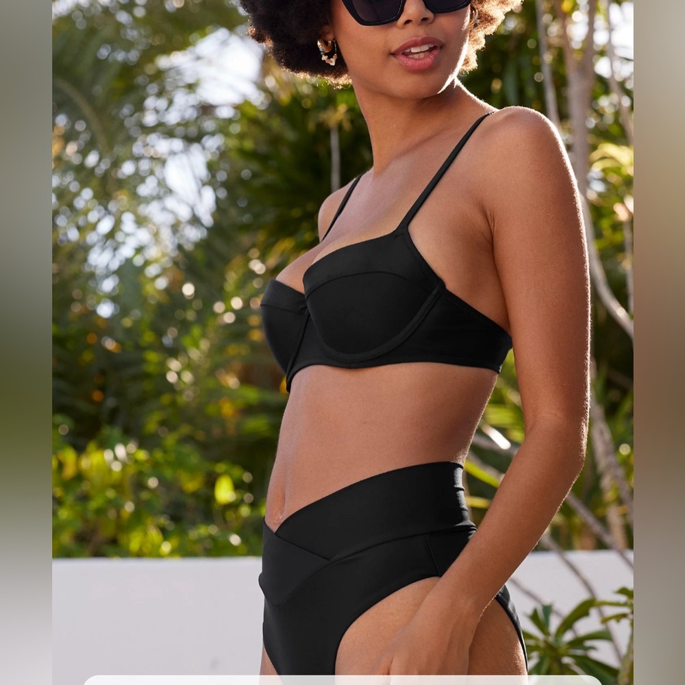 aerie Black Underwire High-Waist Bikini Set